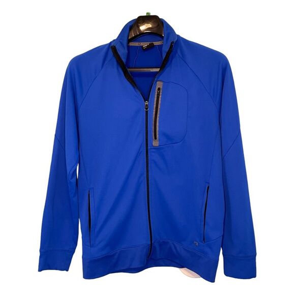 Gap Fit Dry Jacket Royal Blue Black Nylon Fleece Lined Full Zip M - Picture 1 of 10
